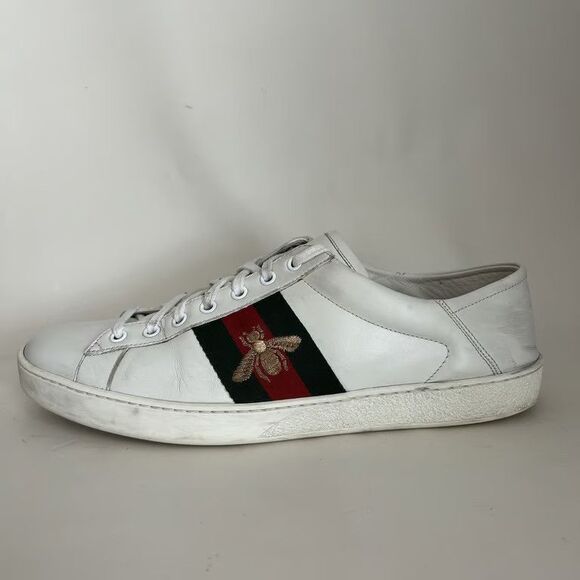 Gucci Ace Bee Embroidered Sneaker White Leather Web Stripe Mens Size 10 Sneakers main image 5